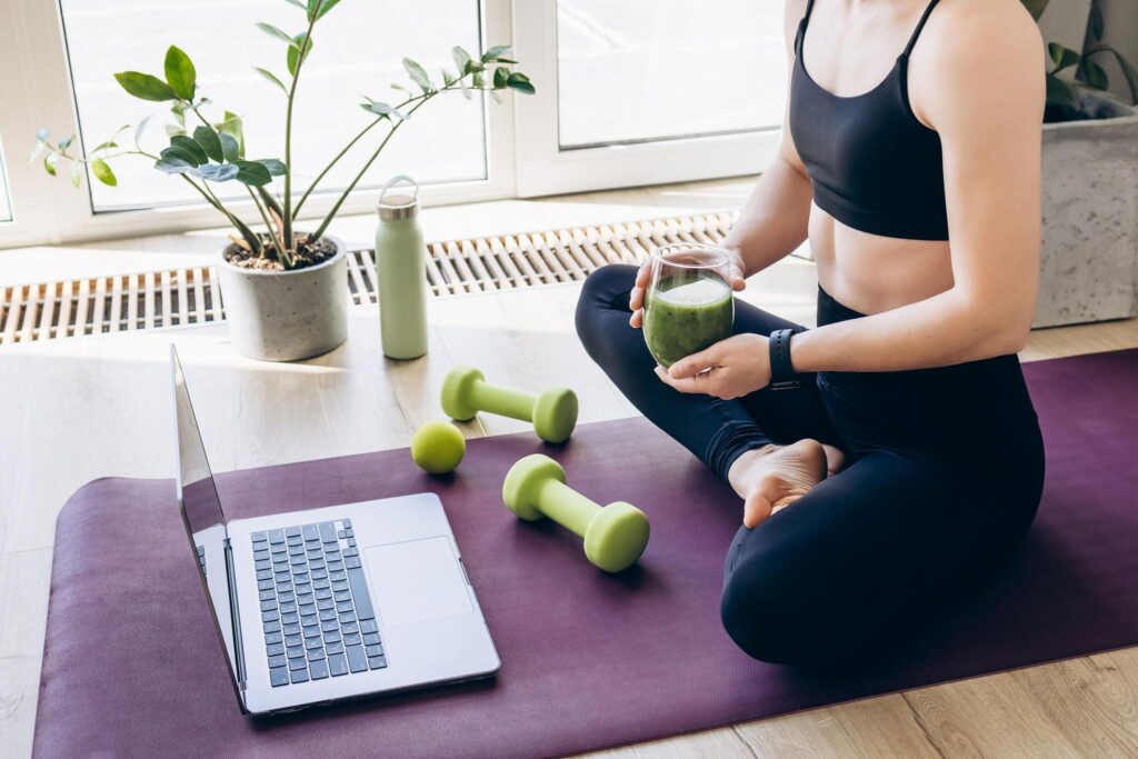 Healthy lifestyle with smoothie nutrition and fitness